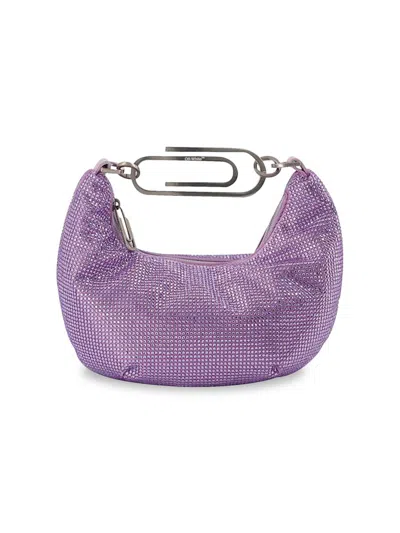 Off-white Women's Strass Paper Clip Crystal Shoulder Bag In Purple