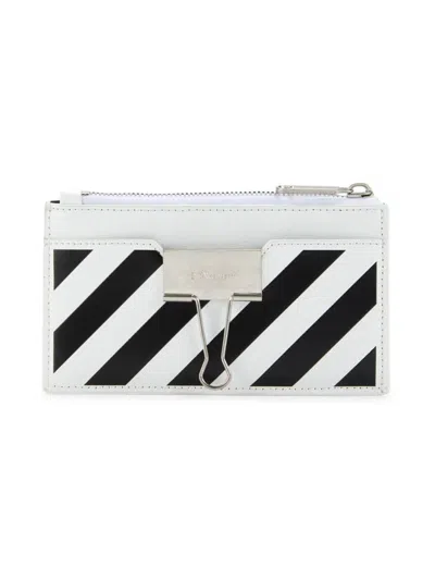 Off-white Women's Striped Leather Card Case In White