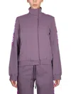 Off-white Chic High Collar Sweatshirt With Logo Bands For Women In Purple