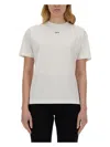 Off-white Cropped Ribbed Cotton T-shirt With Wide Sleeves In White