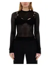 Off-white Net Arrow Bralette Black Viscose Top In Black