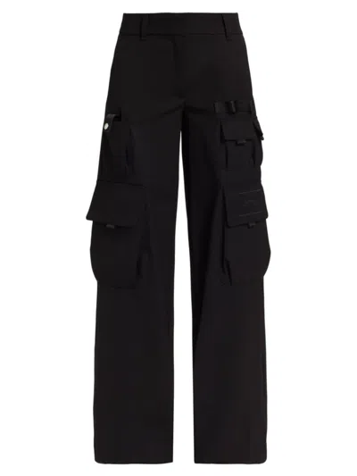 Off-white Women's Toybox Wool Gabardine Cargo Trousers In Black