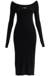 Off-white Viscose Knit Midi Dress With Logo Intarsia In Black