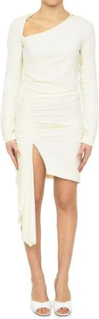 OFF-WHITE WOMEN'S VISCOSE CRÃªPE DRAPED DRESS | SIZE 42 | OWDB460S23FAB001