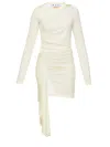 Off-white Viscose Crêpe Draped Dress In White