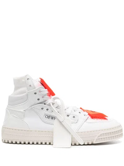 Off-white Women's White Leather Sneakers With Neon Orange Details And Logo Accents