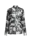 OFF-WHITE WOMEN'S X-RAY BUCKLE COLLAR SILK BLOUSE
