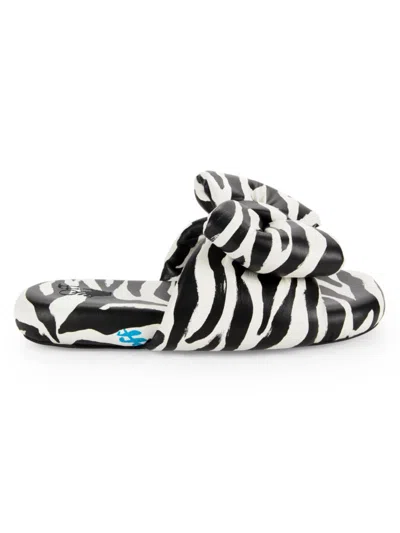 Off-white Women's Zebra Extra Padded Leather Platform Sandals In Black White