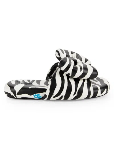 OFF-WHITE WOMEN'S ZEBRA EXTRA PADDED LEATHER PLATFORM SANDALS