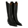 Off-white Western Style Boots Cuban Heel In Black