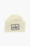 Off-white Wool Blend Beanie Hat With Embroidery
