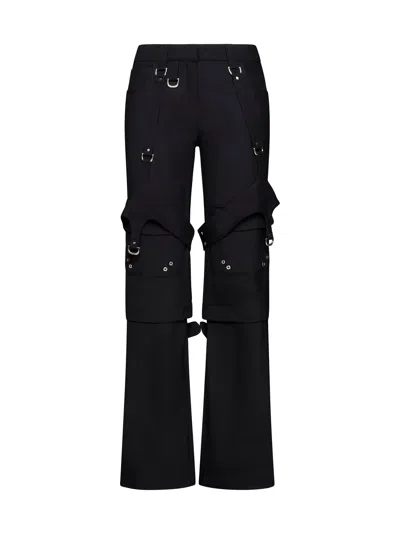 Off-white Wool Blend Cargo Zip Trousers In Black No Color