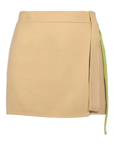 Off-white Wool Blend Mini Skirt In Green