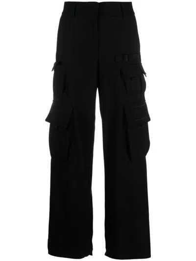 Off-white Wool Cargo Trousers In Black  