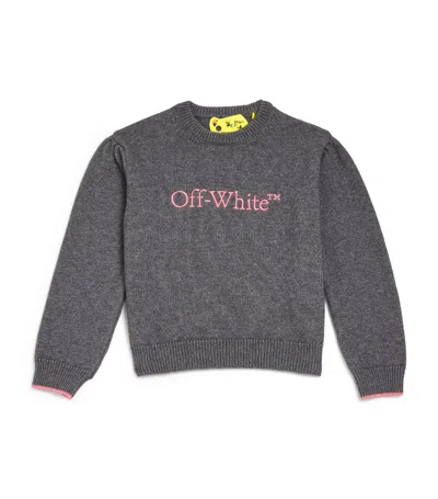 Off-white Kids' Wool-cotton Bookish Logo Jumper (4-12 Years) In Grey