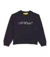 Off-white Big Bookish Logo-print Long Sleeve Cotton Jersey Tshirt In Navy