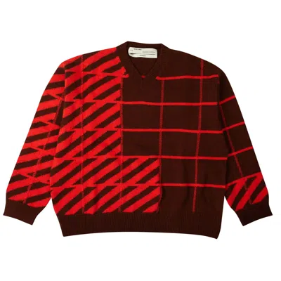 Pre-owned Off-white Wool Diag Panel Sweater 'maroon' | Red | Men's Size M