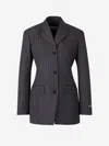 Off-white Wool Fitted Jacket In Black