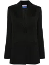 Off-white Single-breasted Virgin-wool Blazer In Black