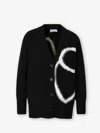Off-white Logo-intarsia Wool Cardigan In Black