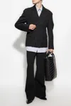 Off-white Wool Pleat-front Trousers In Black