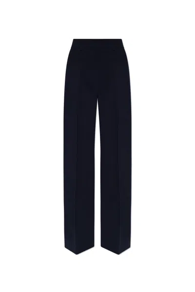 Off-white Wool Pleat-front Trousers In Cobalt Blue