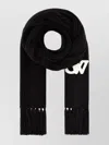 Off-white Wool Scarf With Fringed Ends And Ribbed Texture