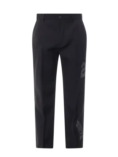 Off-white Wool Trouser With 23 And White Patches In Black