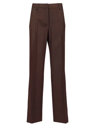 Off-white Wool Wide Leg Trousers Brown