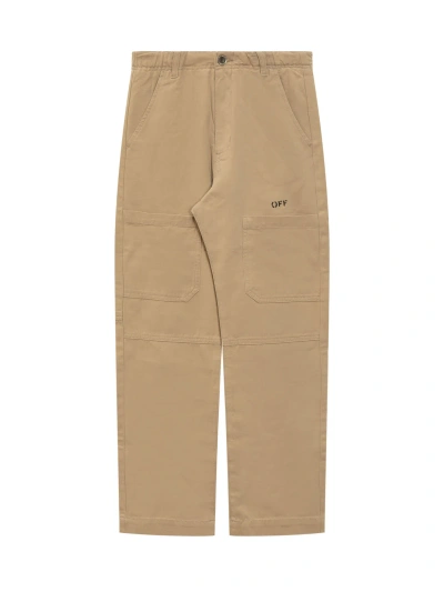 Off-white Kids' Worker Pants In Beige Black