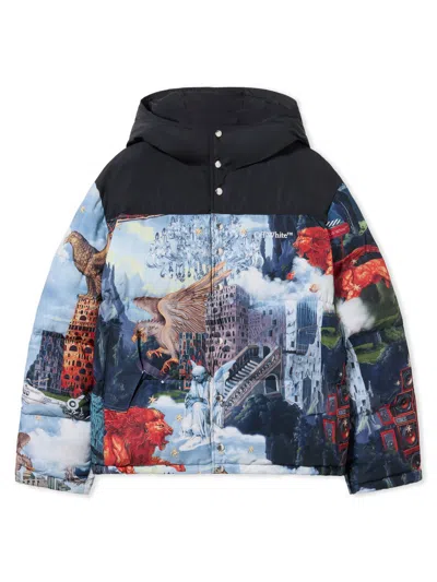 Off-white World Paint Bicolor Down Jacket In Multi