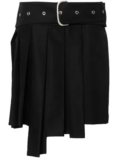 OFF-WHITE WRAPAROUND PLEATED MINI SKIRT
