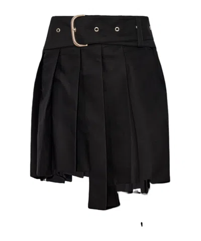 OFF-WHITE OFF-WHITE ASYMMETRIC HEM PLEATED MINI SKIRT