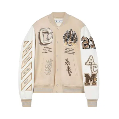 Pre-owned Off-white X Ac Milan Varsity Jacket 'cream/white' | Men's Size Xl