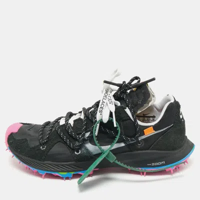Pre-owned Off-white X Nike Black Nylon And Suede Waffle Racer Lace Up Sneakers Size 40.5
