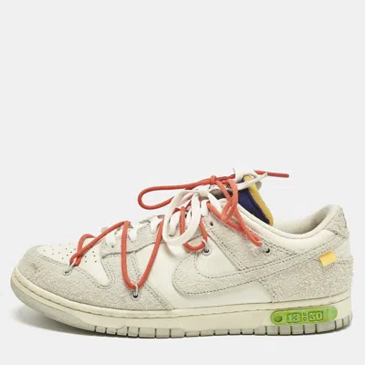 Pre-owned Off-white X Nike Cream/white Leather And Suede Dunk Low Top Sneakers Size 45