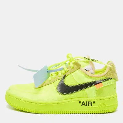 Off-white X Nike Green Mesh And Suede Force 1 Low White Volt Sneakers