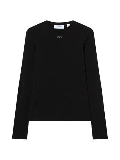 Off-white X Swarovski Crystal Stamp Crewneck Top In Black