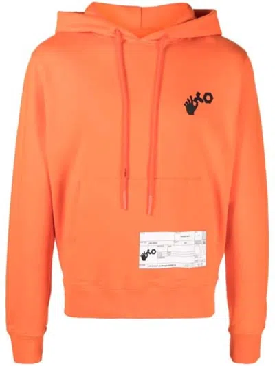 Pre-owned Off-white X T-shirtnage Engineering Logo Patch Cotton Hoodie Orange