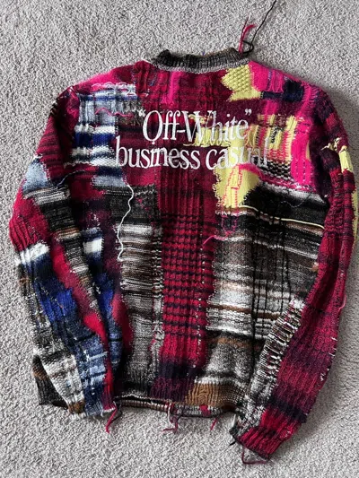 Pre-owned Off White X Virgil Abloh Business Casual Patchwork Sweater Knitwear Oversized Fw18 (size Medium) In Multicolor