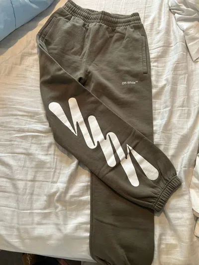 Pre-owned Off White X Virgil Abloh Off-white Diagonal Wave Sweatpants In Olive