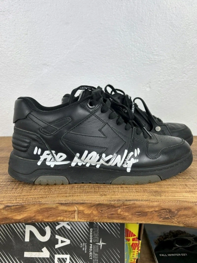 Pre-owned Off White X Virgil Abloh Off White Out Of Office "for Walking" Leather Sneakers In Black