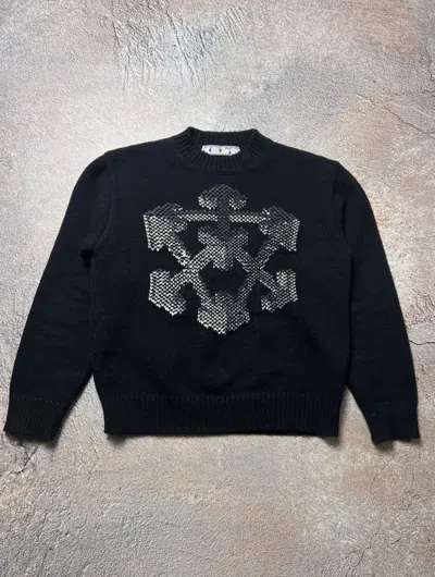Pre-owned Off White X Virgil Abloh Off White Virgil Abloh Big Logo Boxy Knit Sweater In Black