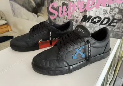 Pre-owned Off White X Virgil Abloh Off-white Vulcanized Low Sneakers Black Leather Arrow Shoes (size 12)
