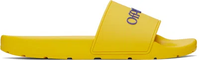 Off-white Yellow Bookish Pool Slides In Light Orange