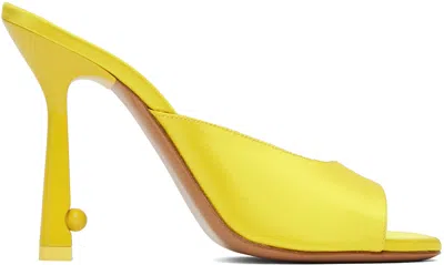 Off-white Pop Lollipop 100mm Satin Mules In Yellow/yellow