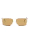Off-white Yoder Rectangle-frame Sunglasses In Gold Gold Mirror