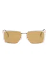 Off-white Yoder Rectangle-frame Sunglasses In Silver Dark Grey