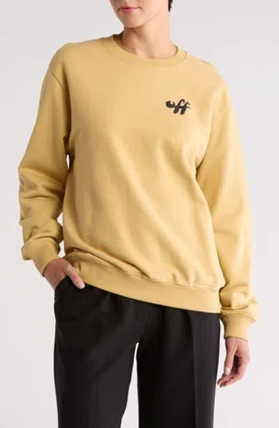 Off-white Woman Sweatshirt Sand Size Xxs Cotton, Elastane In Black Logo/yellow