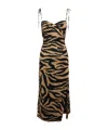 Off-white Zebra Print Side-slit Dress In Black